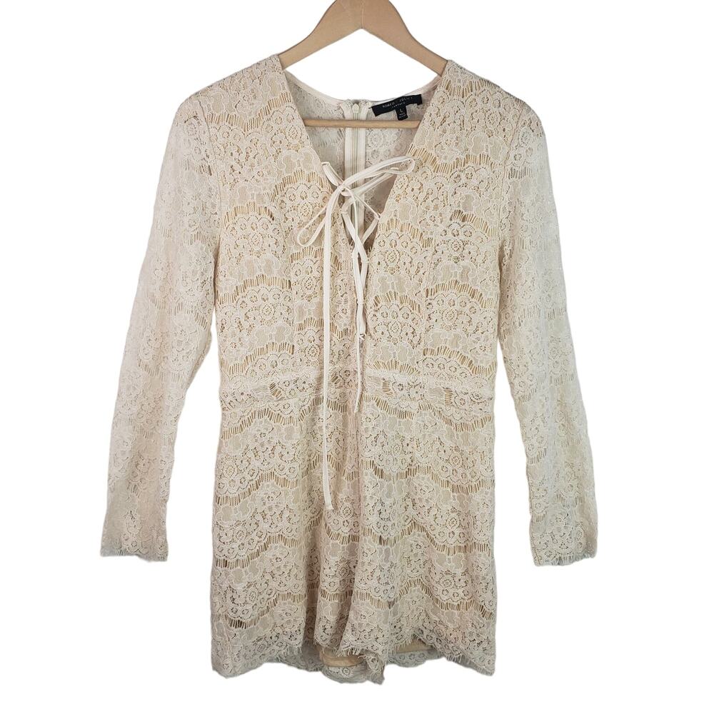 Romeo & Juliet Couture Lace Romper Cream Size L Large - Picture 2 of 6
